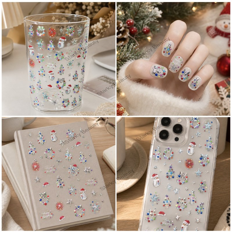 Metal nail stickers, new winter nail stickers, Christmas nail accessories