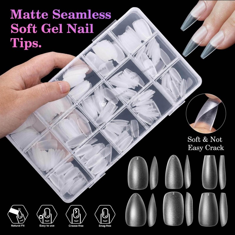 nail special frosted nail plate, flat nail compatible with standard size fake nail patches 300 piece