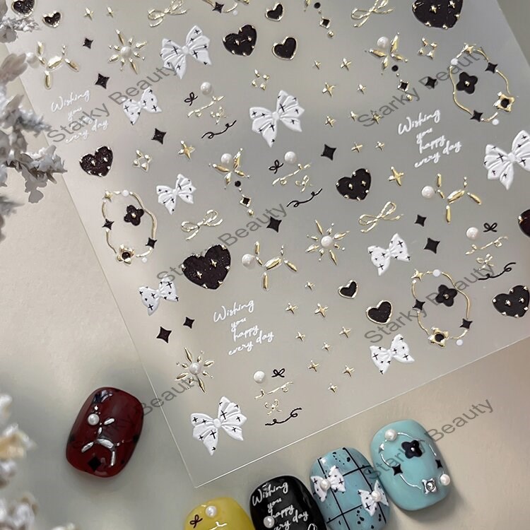 Nail stickers French bow autumn and winter stickers Leopard print nail accessories