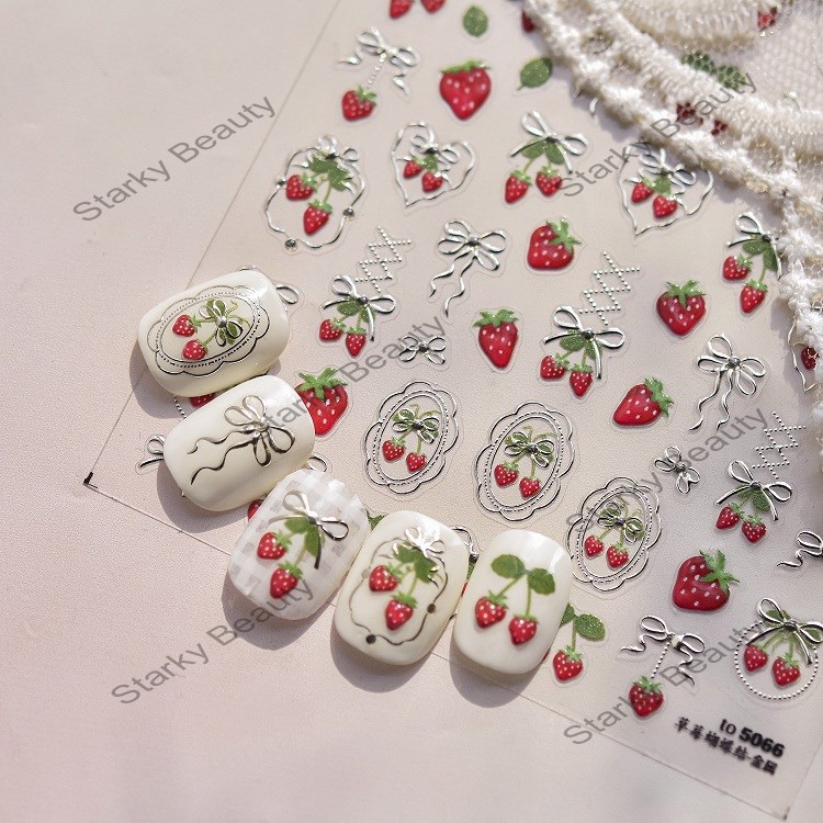 Embossed nail care sticker Dim sum cherry multi-element nail sticker puppet cake material jewelry
