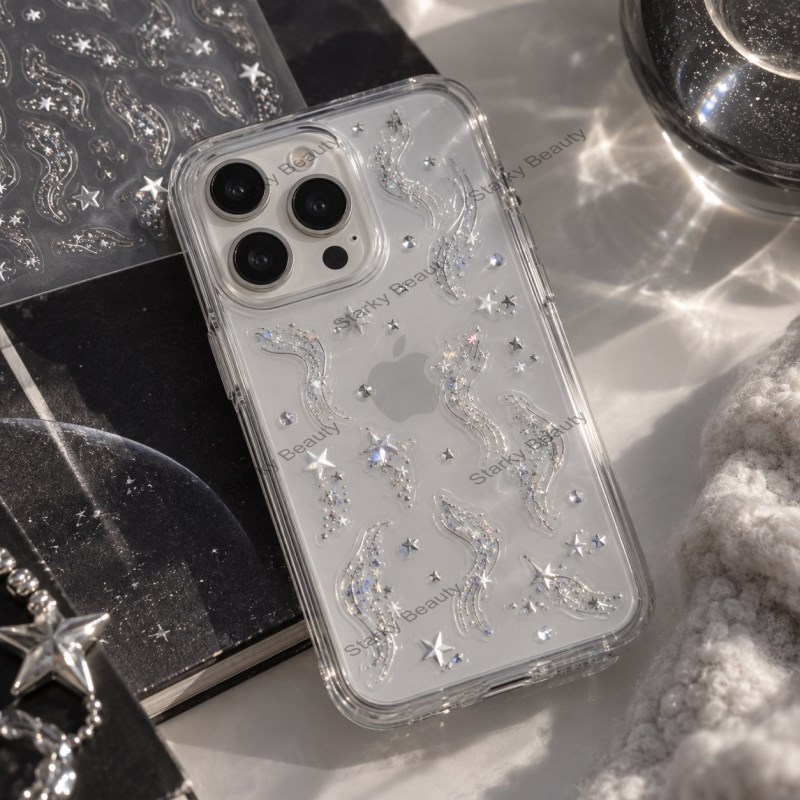 Metal nail stickers, delicate accessories, nail stickers, hot stamping silver pentagram stickers