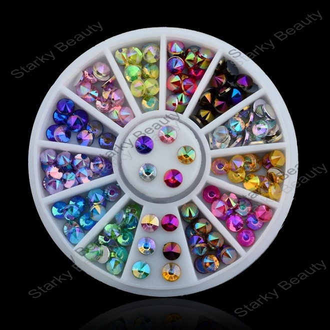 12colors point nail rhinestone