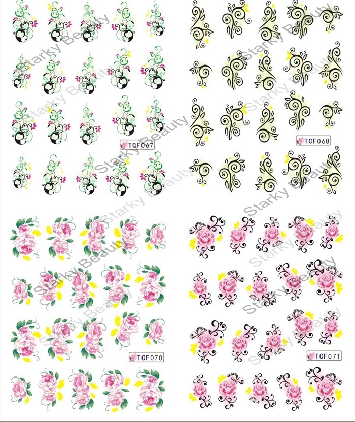 fashional Flowers nail art water transfer sticker