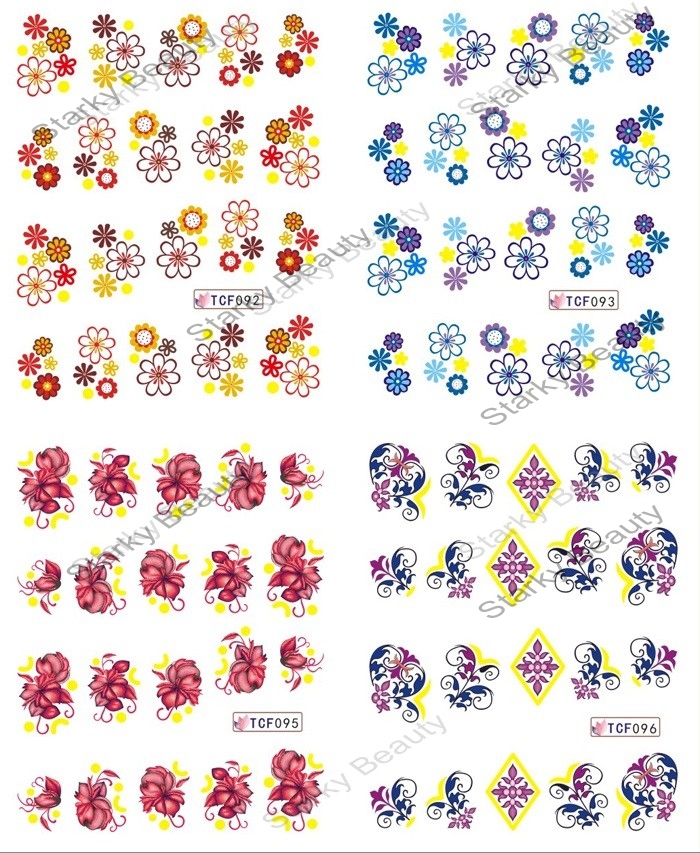 Elegant flower printing paper water transfer nail art sticker