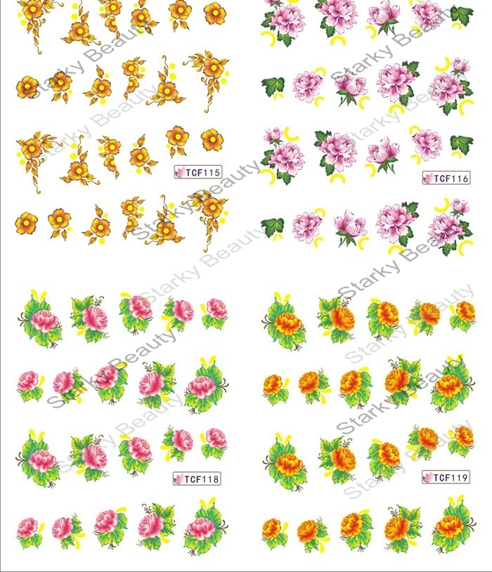 Elegant flower printing paper water transfer nail art sticker