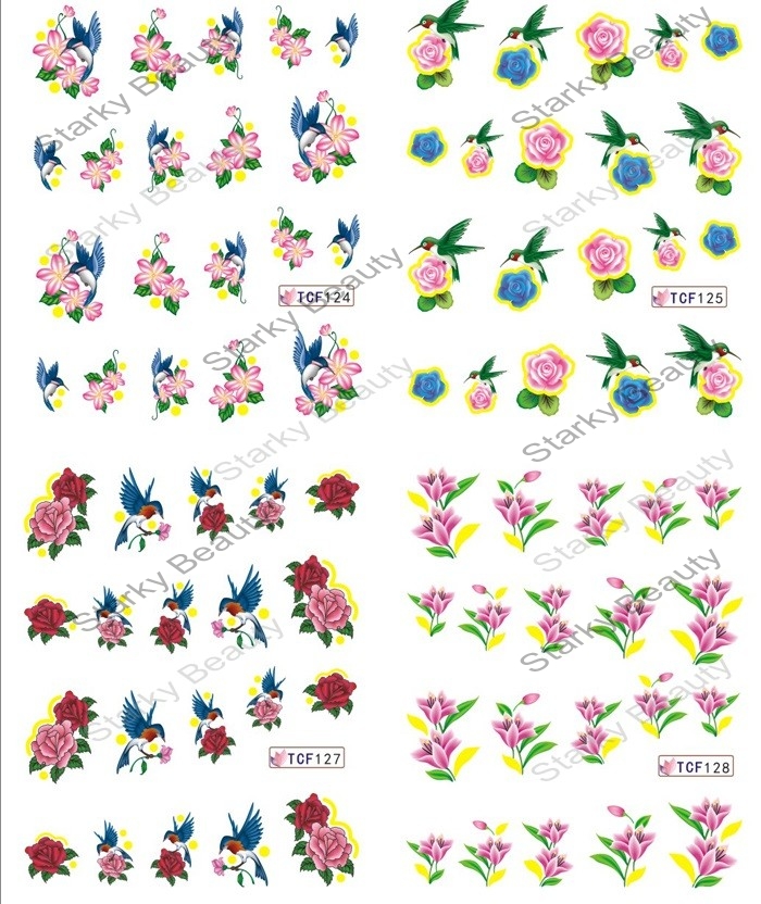 Elegant flower printing paper water transfer nail art sticker