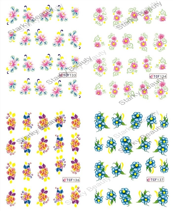 nail accessories flower water remove decal transfer sticker