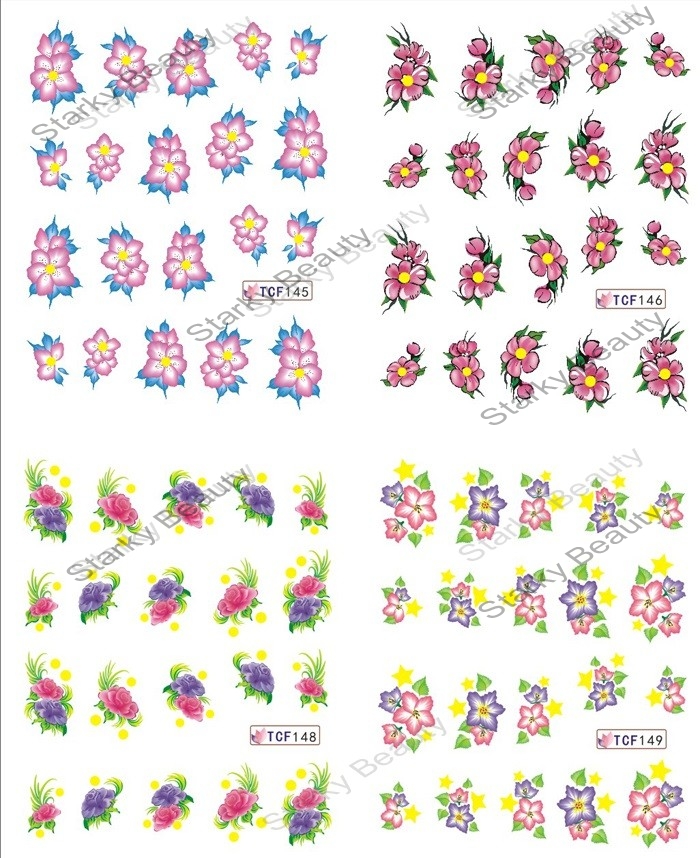 2016 Beautiful Colorful Flower Water Transfer Nail Stickers