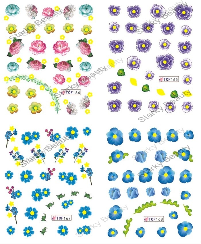 Beautiful Colorful Flower Water Transfer Nail Stickers