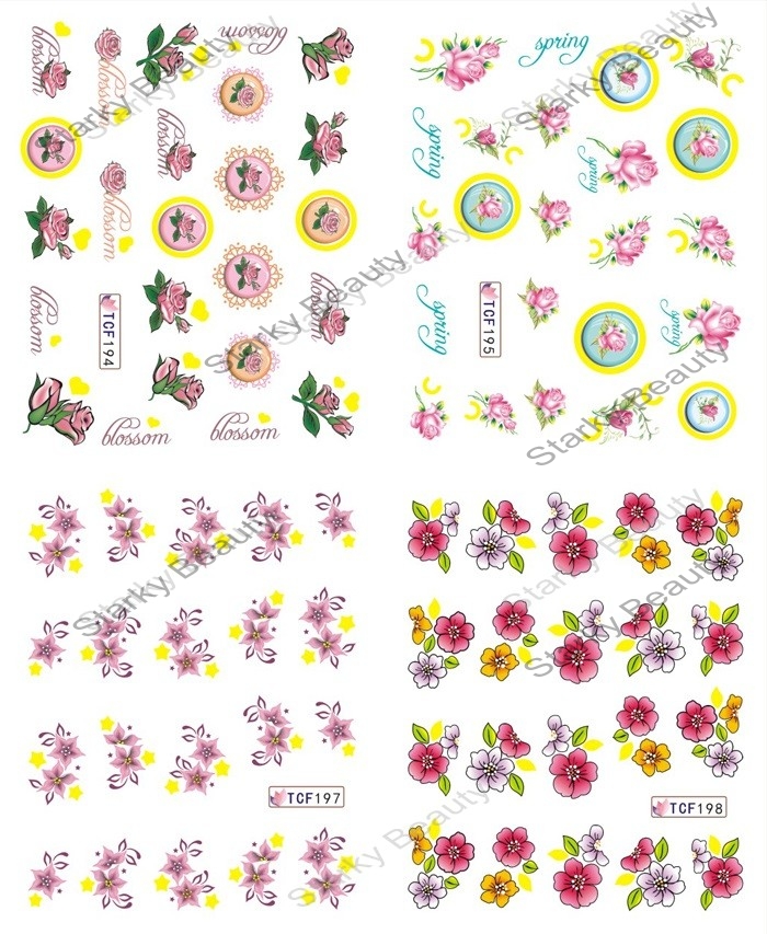 TCF series  flower design water transfer decal nail