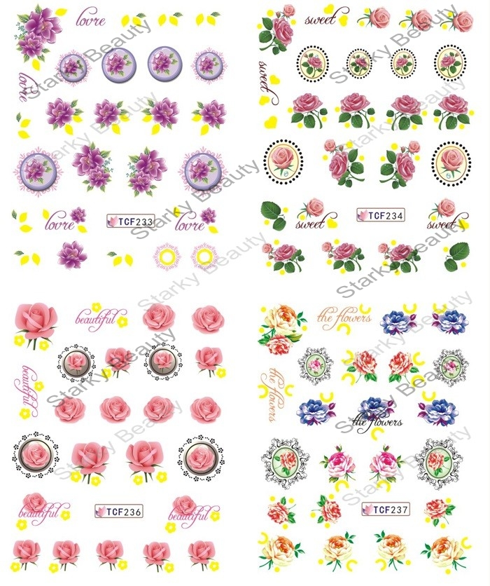 Water Transfer Nails Art Sticker Fantacy Flowers Nail Wraps Foil Sticker manicure stickers