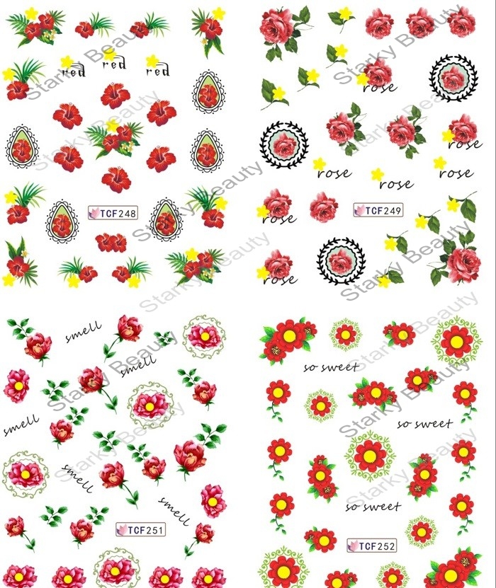 Nail Art Decals Stickers Water Transfers Wraps Flowers Water Slide Sticker