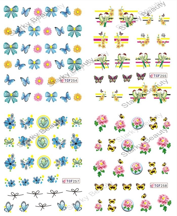 Beautiful Flower Butterfly Water Transfer Nail Art Sticker