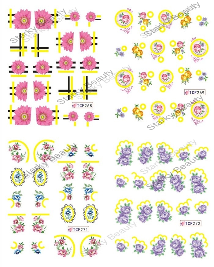 TCF series Hot sale  japanese style water transfer flower nail sticker