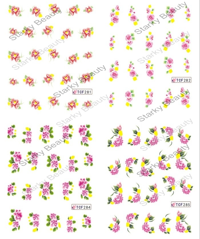 New Cheap Flower Mix Colors Charm Nail Art Water Transfer Sticker Korea nail sticker