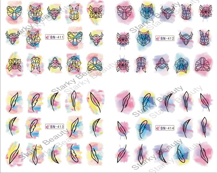 nail art sticker/ water transfer 2d nail art decal/fashion design nail art