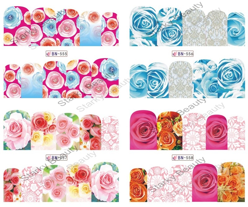 Coloful and pretty new year Pattern Water Tattoo Transfer Nail art Sticker