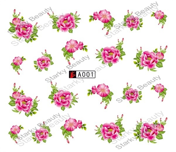 A Serise color flower water nail sticker