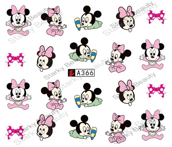 water transfer cartoon mickey printing nail art sticker