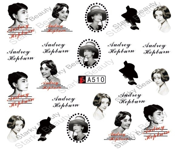 Audrey Hepburn Series Manicure Water Transfer Nail Sticker