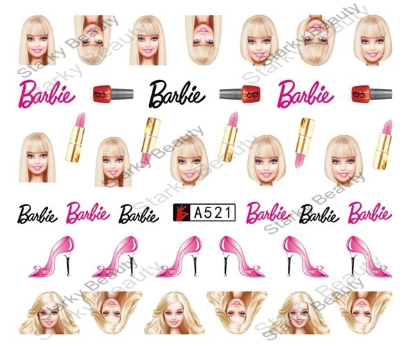 Barbie doll series water nail sticker