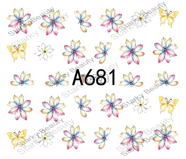 Flower styles water nail sticker for easy application DIY nail art decoration