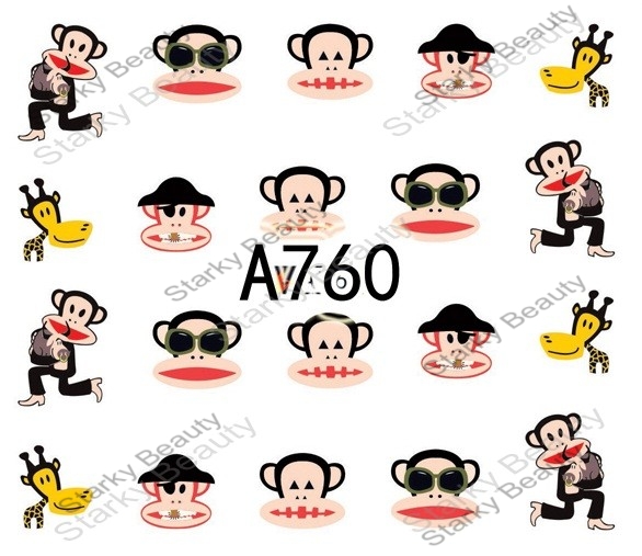 Cartoon Monkey Water Nail Art Stickers Cute Best Nail Art Decals