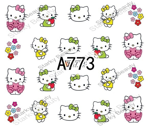 Cute Hello Kitty Pattern Water Nails Transfer Decal Stickers