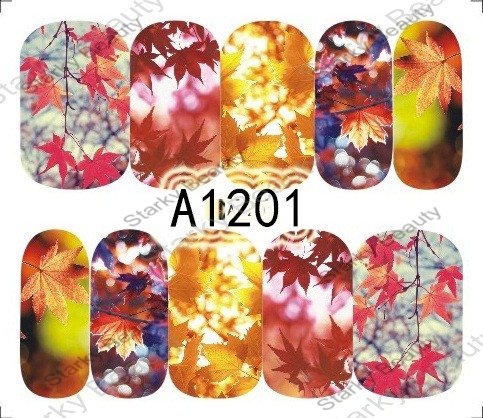 Nail Art Water Transfer Sticker Full Cover Decals Autumn maple leaf Style Stickers