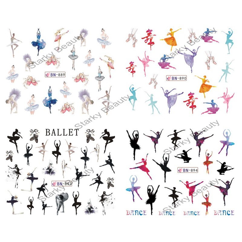 Dancing Lady Design water Nail Art Nail Stickers For Girls