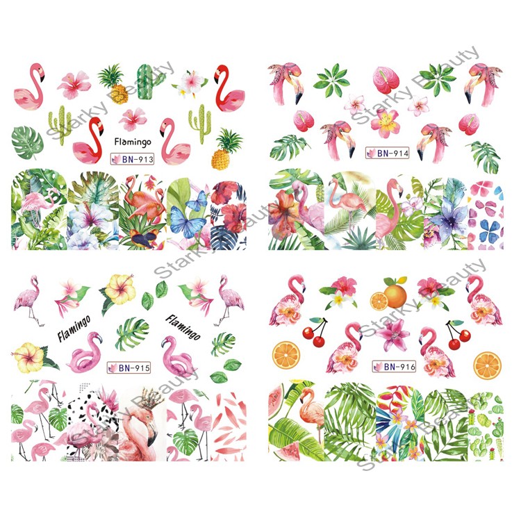 Water decal nail sticker Flamingo design pattern