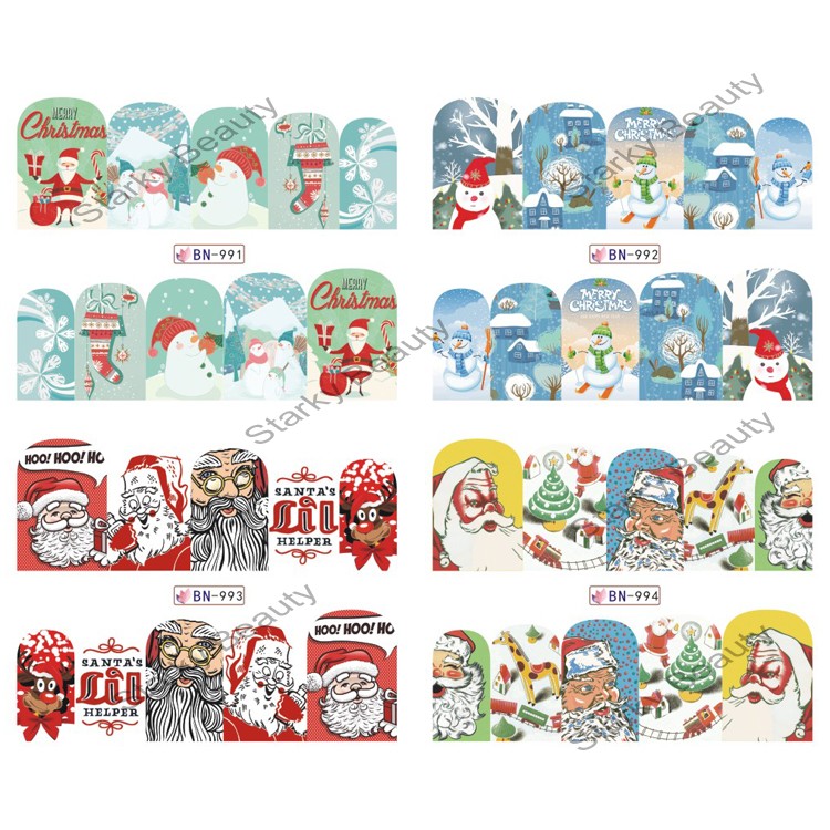 New Merry Christmas Colorful Water Transfer Sticker and nail Art