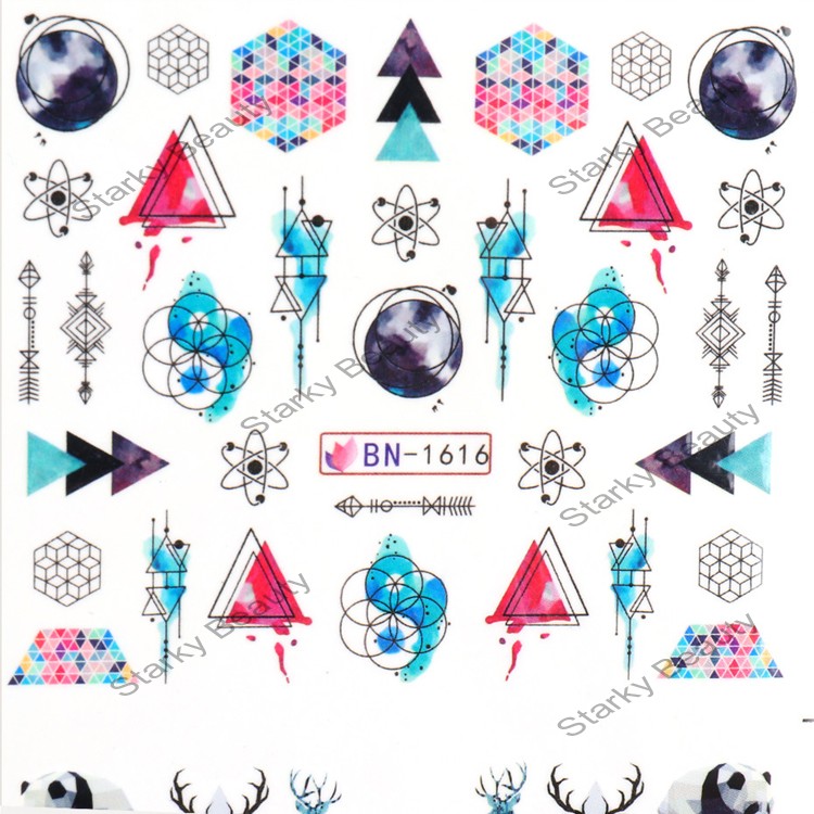 BEAUTY WATER STICKER SLIDER NAIL STICKER GEOMETRY LINE ART PLANET ANIMAL BIRD