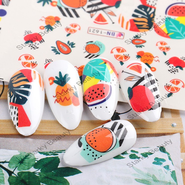 Summer Coloful Fruit Pattern Nail Stickers Decals Nail Wraps Manicure Decoration