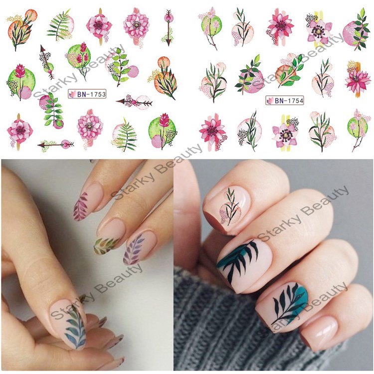 Spring And Summer Flowers Butterfly Warmly Welcomed Nail Water Stickers N