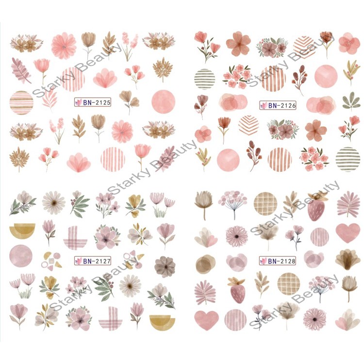 Water Nail Art Stickers Self-Adhesive Flower Cute Pattern Nail Decals