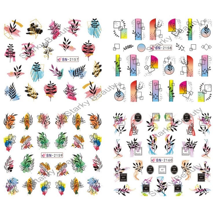 Summer Nail Sticker Color Leaf Water Nail Sticker Decorations