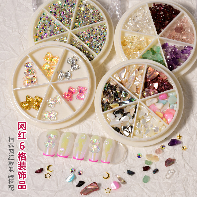 japanese pearl rivet mixed decoration nail art diamond bear nail decoration set