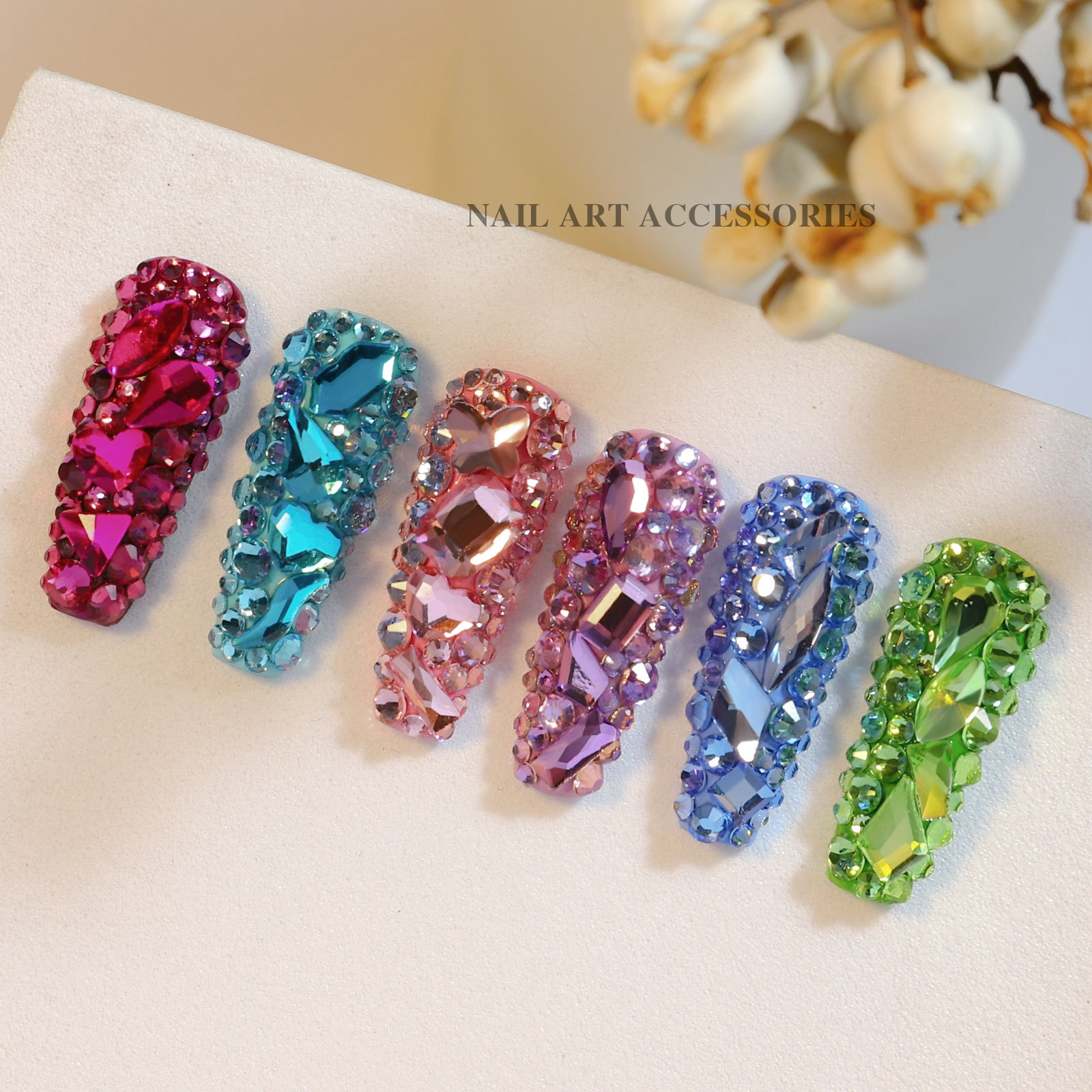 nail art ab drill rhinestone glass mixed flat bottom shaped drill