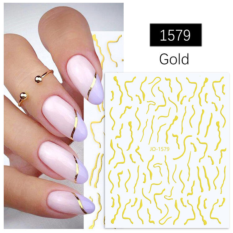 2022 hot selling flame nail stickers bronzing laser nail irregular curve sticker