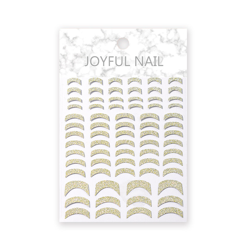 2022 new glitter gold silver liner french nail sticker