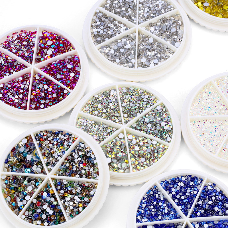 boxed nail rhinestones nail rhinestones 6 grid flat rhinestones nail decoration