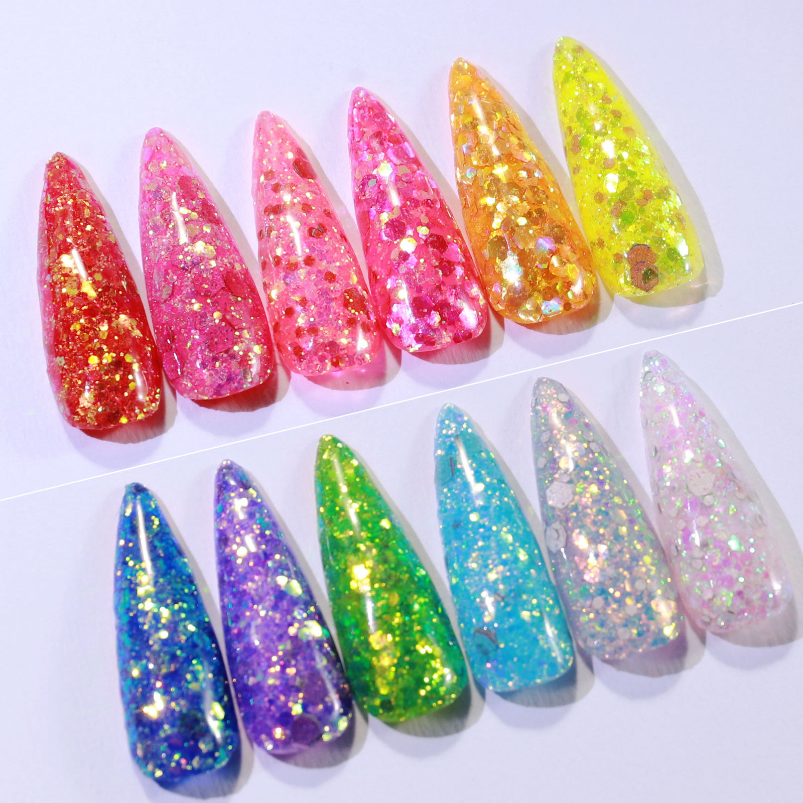 12 colors mixed high-brightness reflective laser glitter nail sequins