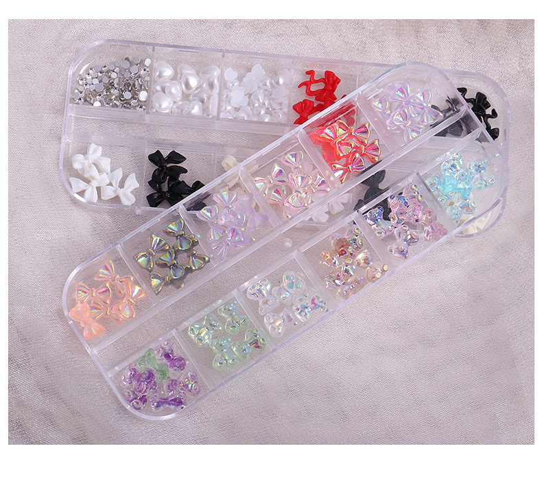 aurora butterfly nail diamond jewelry 12 grid cartoon nail jewelry set