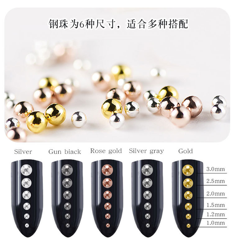 3d nail art decorations rose gold gold silver metal materials beads