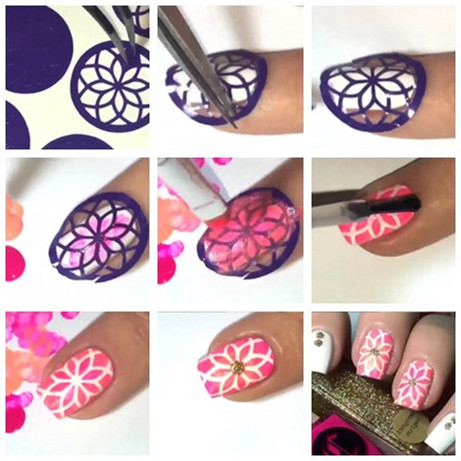 diy hollow nail polish nail stencil sticker