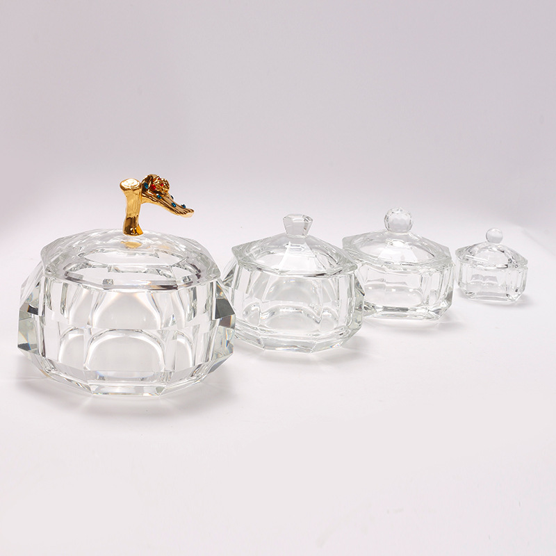 ail enhancement straight octagonal glass crystal cup with lid