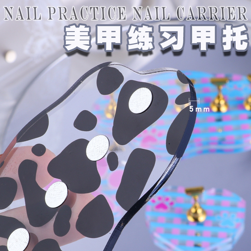 cow pattern acrylic display practice nail base