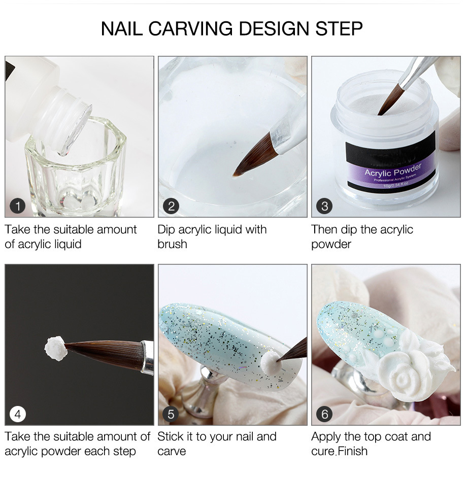 nail art acrylic powder 10g crystal nail carving powder with crystal liquid