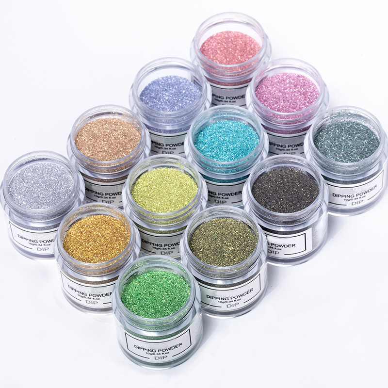 french glitter dipping powder 12 colors sparkling powder nail art sequin nail powder